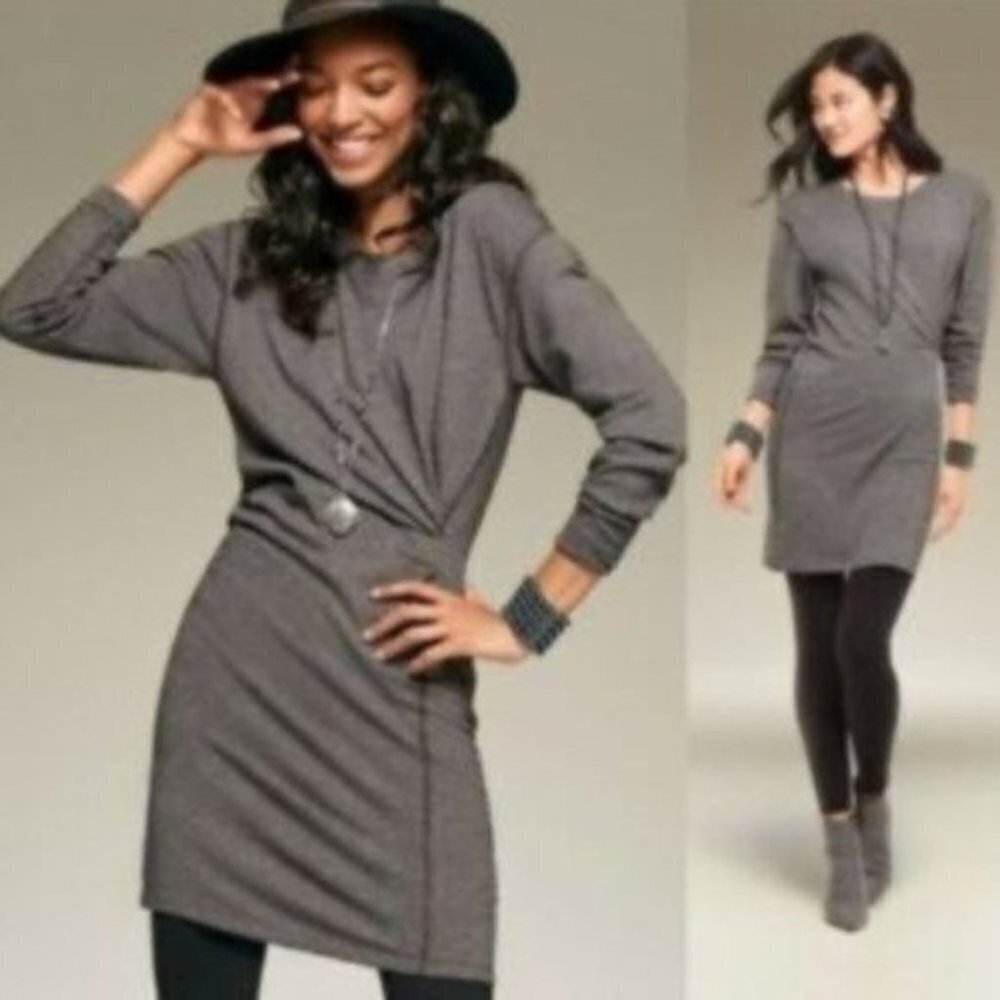 Cabi Put On Dress Gray Small Long Sleeve